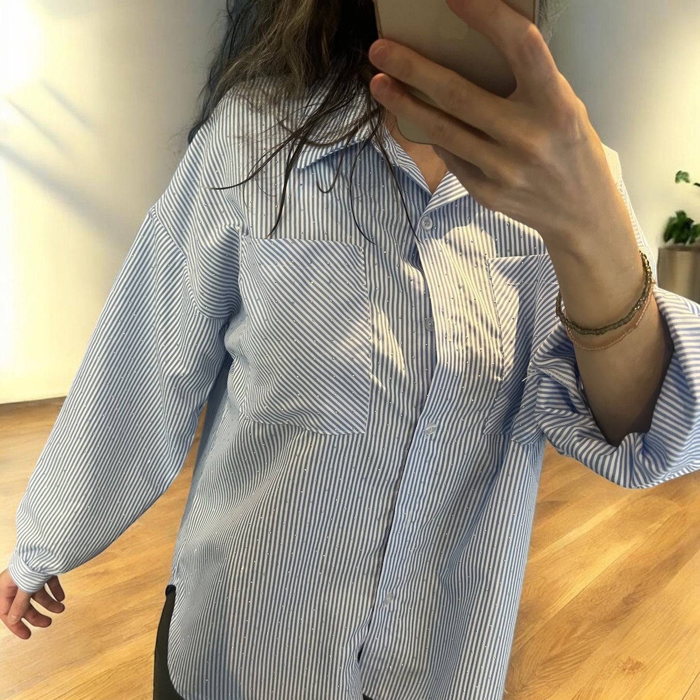 Chemise clair à strass